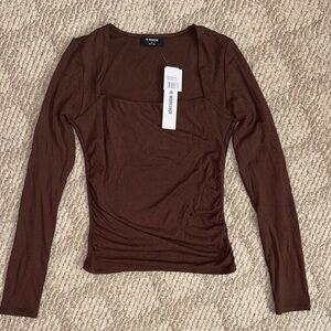 Workshop Republic Clothing Brown Long Sleeve Top